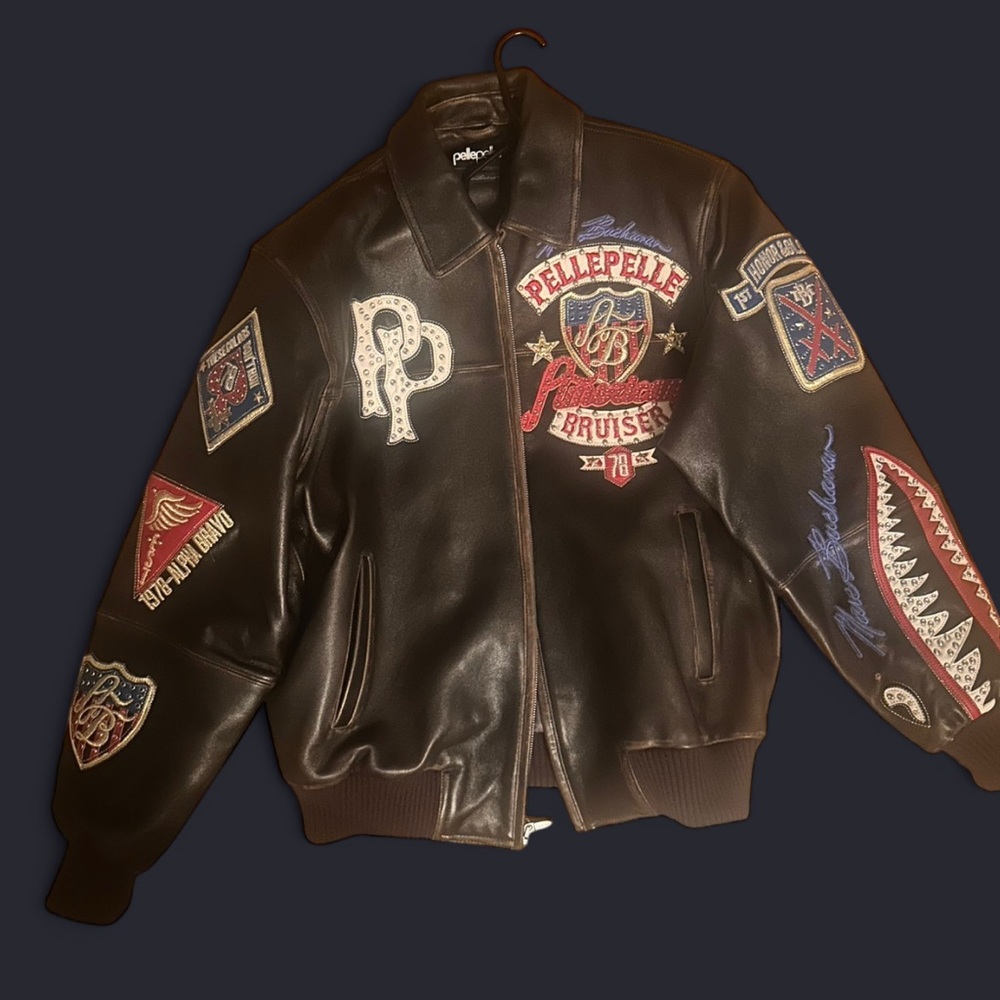 Pelle Pelle Brown Leather Jacket with Patches